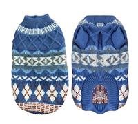 DAVBNM Dog Jumper Knitted Turtleneck Knitting Sweater Coat, Boho Dog Sweater, Knitted Pullover Soft Turtleneck Clothes Vest, Warmer Thickening Pullover Knitwear Crochet Coat Clothes, Blue