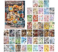 DAVBNM Japanese Retro Sticker Book, 45 Sheets of Cartoon Sticker Book, Decorative Stickers for Scrapbooking, Junk Journaling for Adults DIY Crafts