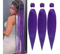 DAVBNM Purple Wig HHair Extensionss, 30 inch Pre Stretched Synthetic Braiding Hair Extensions for Braids, Long Purple Braiding Hair Extensions for Women Girls Halloween Costume Cosplay Stage Parties