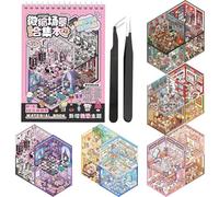 DAVBNM Sticker Therapy Store, 3D House Stickers, 3D Sticker Scene Book, Scene Stickers for Adults, with Two Tweezers, for Adults and Children DIY to Relieve Stress and Pass The Time (1, Multicolour)