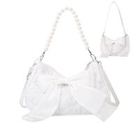 DAVBNM Vintage Bow Tie Cross Body Bag, White Handbags for Women, White Crossbody Bags for Women, Handbags & Shoulder Bags, Women's Cross-Body Bag, Clutch Handbag with Adjustable Strap & Zipper Closure