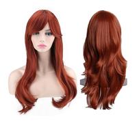 DAVBNM Wigs for Women, Women's Cosplay Wig, Long Wavy Curly Wigs, with Bangs, for Auburn Cosplay Masquerade Halloween (Copper red)