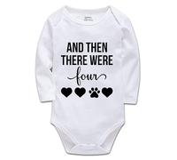 Davcielaora and Then There were Four My Siblings Have Paws-New to The Crew- Newborn One-Piece Baby Bodysuits0-3 Months White