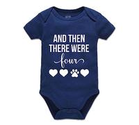 Davcielaora and Then There were Four My Siblings Have Paws-New to The Crew- Newborn One-Piece Baby Bodysuits6-9 Months Navy