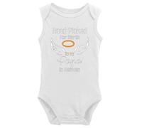 Davcielaora Baby Bodysuit,Hand Picked for Earth by My Papa-Newborn Infant Creeper,White Sleeveless 0-3 Months