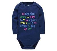 Davcielaora Cute/Rascals &Baby Clothes Careful Say Me Grandma's Crazy Funny3-6 Months Navy Long Sleeve