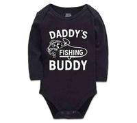 Davcielaora Daddys Little Fishing’Buddy Baby Bodysuit Romper Girl boy Infant Toddler Clothes Creeper Black Long Sleeve