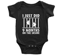 Davcielaora I Just Did 9 Months On The Inside Baby Infant Bodysuit Black Short Sleeve 3-6 Months