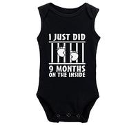 Davcielaora I Just Did 9 Months On The Inside Baby Infant Bodysuit Black Sleeveless 3-6 Months