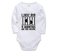Davcielaora I Just Did 9 Months On The Inside Baby Infant Bodysuit White Long Sleeve 3-6 Months
