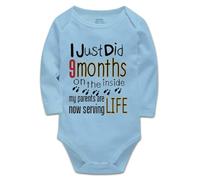 Davcielaora I Just Did 9 Months On the Inside & My Parents Are Now Serving Life/Funny Baby Bodysuit Blue Long Sleeve 3-6 Months