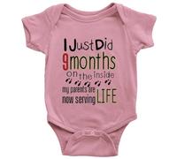 Davcielaora I Just Did 9 Months On the Inside & My Parents Are Now Serving Life/Funny Baby Bodysuit Pink Short Sleeve 3-6 Months