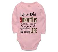 Davcielaora I Just Did 9 Months On The Inside & My Parents are Now Serving Life/Funny Baby Bodysuit Pink Long Sleeve 0-3 Months