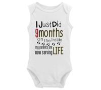 Davcielaora I Just Did 9 Months On the Inside & My Parents Are Now Serving Life/Funny Baby Bodysuit White Sleeveless 0-3 Months