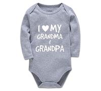 Davcielaora I Love My Grandma & Grandpa/Spoiled by The Grandfathers/Cute Infant One-Piece Baby Bodysuit Long Sleeve Grey