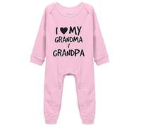 Davcielaora I Love My Grandma & Grandpa/Spoiled By The Grandfathers/Cute Infant One-Piece Baby Bodysuit Long Sleeve Rompers Pink