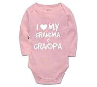 Davcielaora I Love My Grandma & Grandpa/Spoiled by The Grandfathers/Cute Infant One-Piece Baby Bodysuit Long Sleeve Pink