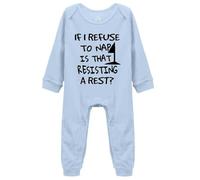 Davcielaora If I Refuse to Nap&That Resisting a Rest Baby Bodysuit Romper Clothes Blue Long Sleeve Rompers 9-12 Months