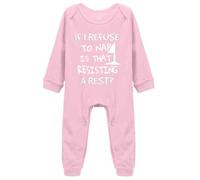 Davcielaora If I Refuse to Nap&That Resisting a Rest Baby Bodysuit Romper Clothes Pink Long Sleeve Rompers 0-3 Months