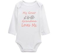 Davcielaora My Great Grandma Loves Me Cute Cartoon Elephant Baby Birth Announcement Bodysuits