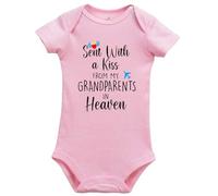 Davcielaora Sent With A Kiss From My Grandparents In Heaven Baby Birth Announcement Bodysuits