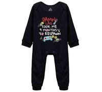 Davcielaora Took Me 9-Months to Respawn/Damn the time L ag Baby Bodysuit Romper Girl boy Clothes Black Long Sleeve Rompers 6-9 Months