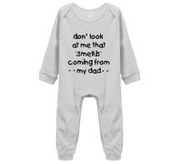 Davcielaora Unisex Baby Cotton Bodysuits Look at That Smell is Coming from My Dad Grey Long Sleeve Rompers 9-12 Months