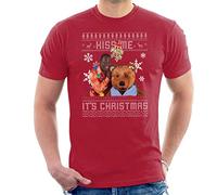 Dave Benson Phillips Kiss Me Its Christmas Knit Pattern Men's T-Shirt Cherry Red