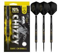 Harrows Dave Chisnall Chizzy Series 3 Player Darts Set I Professional Darts 90% Tungsten Steel ALL Weights Pro DartsI10pc Set with Supergrip Carbon Midi Shafts & Signature Flights (23g)