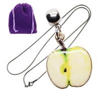 Dave The Bunny Apple Gift Apple Fruit Food Gift Necklace with Glossy Slice Pendant, Silver Tone Chain and Purple Pouch for Cute Everyday Style and Fun Fruit Inspired Jewelry Lovers