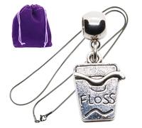 Dave The Bunny Dental Assistant Gifts Floss Box Pendant Necklace, Dental Assistant Accessories Silver Tone Charm Jewelry with Pouch, Dental Assistant Appreciation Gifts for Hygienist or Student