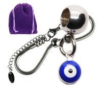 Dave The Bunny Evil Eye Bracelets Silver Snake Chain with Blue Glass Bead, Adjustable Evil Eye Bracelet with Charm and Gift Pouch for Everyday Protection Jewelry