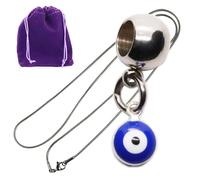 Dave The Bunny Evil Eye Necklace Blue Stainless Steel Chain with Bead Pendant Charm and Gift Pouch for Everyday Protection and Good Luck Evil Eye Jewelry Lovers