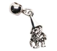 Dave The Bunny Gnomes Silver Dangle Charm Bead Gnome Pendant for Bracelet or Necklace, Whimsical Garden Gnomes Jewelry Accessory with Tall Hat and Beard Detail