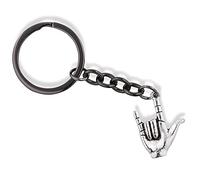 Dave The Bunny I Love You ASL Keychain | Silver Letter Print | Modern Keychain | Sign Language Charm | Unisex-Adults | Grey