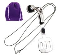 Dave The Bunny Mini Spatula Pendant Necklace for Kitchen Lovers, Silver Tone Jewelry Gift with Bead Charm and Purple Pouch, Cute Kitchen Utensils Accessory for Foodie or Baker