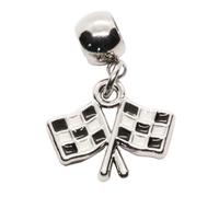 Dave The Bunny Race Car Birthday Party Racing Decorations : Metal Alloy Checkered Flag Charm for Enthusiasts - Ideal for Race Car Themed Celebrations and Checkered Flag Party Accents