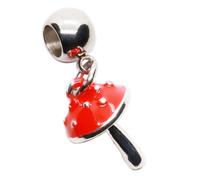 Dave The Bunny Red Toadstool Dangle Charm Bead for Bracelet or Necklace, Cute Enamel Accent for Cozy Mushroom Decor and Playful Mushroom Decorations in Whimsical Cottagecore Jewelry Style