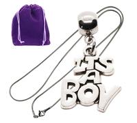 Dave The Bunny Stainless Steel Snake Chain 'It's A Boy' Necklace for Mother or Father, Ideal for Pregnancy Announcement and Baby Shower Decorations Boy