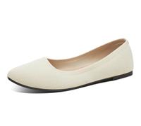 Davena Women's Knit Pointed Toe Ballet Flats Breathable Mesh Dress Shoes Memory Foam Comfort Walking Shoes Business Casual Flats for Office & Daily Wear, Beige, 4.5 UK
