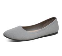 Davena Women's Knit Pointed Toe Ballet Flats Breathable Mesh Dress Shoes Memory Foam Comfort Walking Shoes Business Casual Flats for Office & Daily Wear, Grey, 4.5 UK