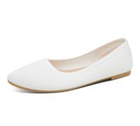 Davena Women's Knit Pointed Toe Ballet Flats Breathable Mesh Dress Shoes Memory Foam Comfort Walking Shoes Business Casual Flats for Office & Daily Wear, White, 4.5 UK