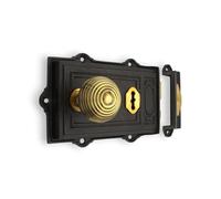 Davenport Iron Rim Lock with Aged Brass Beehive Rim Mortice Door Knob Pair - AB Hardware