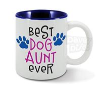 Davesdisco Best Dog Aunt Ever, Pink Ceramic Mug, 11oz, Animal Print, Coffee Cup