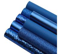 David accessories 8pcs/Set 7.7" x 12.9" (20 cm x 33 cm) Navy Blue Color Series Faux Leather Sheets Glitter Mixed Synthetic Leather Sheets Bundles for Leather Earrings Bows Making