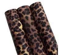 David accessories Leopard Pattern Printed Faux Leather Sheets Synthetic Leather Fabric 3 Pcs 8" x 13" (20cm x 34cm) Cotton Back for DIY Craft Project (Leopard Printed)
