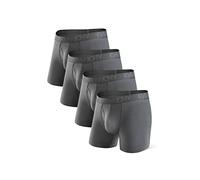 DAVID ARCHY Men's Bamboo Rayon Boxer Trunks with 3D Contour Pouch, Mid-Rise, 4 Pack - Dark Grey