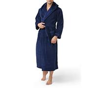 DAVID ARCHY Men's Bath Robe Luxury Soft Hooded Dressing Gown Collar Long Bath Robe Ultra Soft Warm Loungewear And Nightwear Coral Fleece Blue M