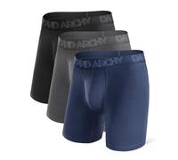 DAVID ARCHY Men's Boxers 40s Bamboo Men's Underwear with Pouch and Fly, Ultra Soft and Breathable Men's Boxer Shorts Inseam 8" 3 Pack