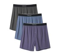 DAVID ARCHY Men's Boxers Shorts Loose Fit Button Open Fly Moisture-wicking Underwear